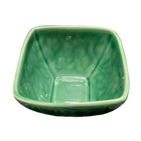 BOWL 214 WEST Green Ceramic Leaves Design Square Bowl All Purpose Serving Bowl - Picture 4 of 5